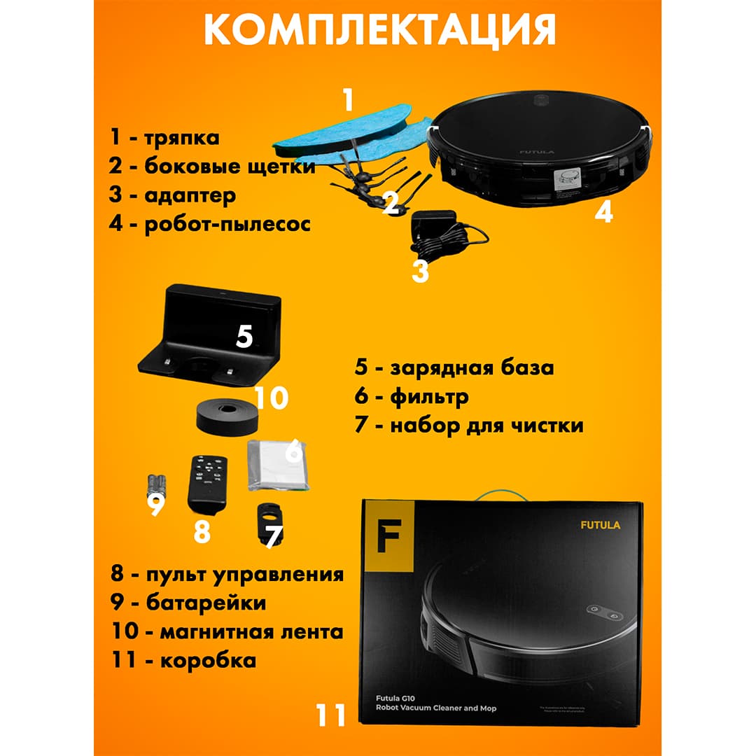 Робот-пылесос Futula Robot Vacuum Cleaner and Mop G10, чёрный